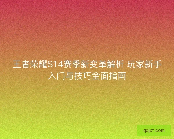 王者荣耀S14赛季新变革解析 玩家新手入门与技巧全面指南