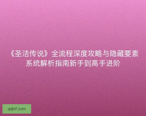 《圣洁传说》全流程深度攻略与隐藏要素系统解析指南新手到高手进阶