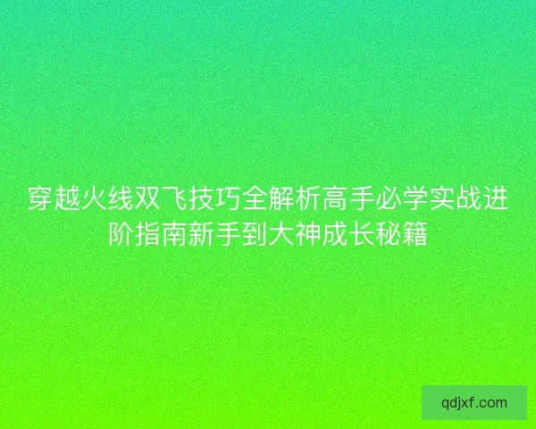 穿越火线双飞技巧全解析高手必学实战进阶指南新手到大神成长秘籍