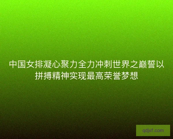 中国女排凝心聚力全力冲刺世界之巅誓以拼搏精神实现最高荣誉梦想